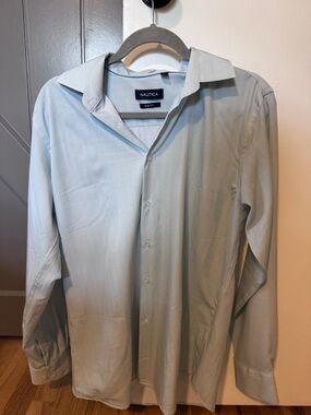 Nautica Mint Green Microcheck Slim Fit Dress Shirt